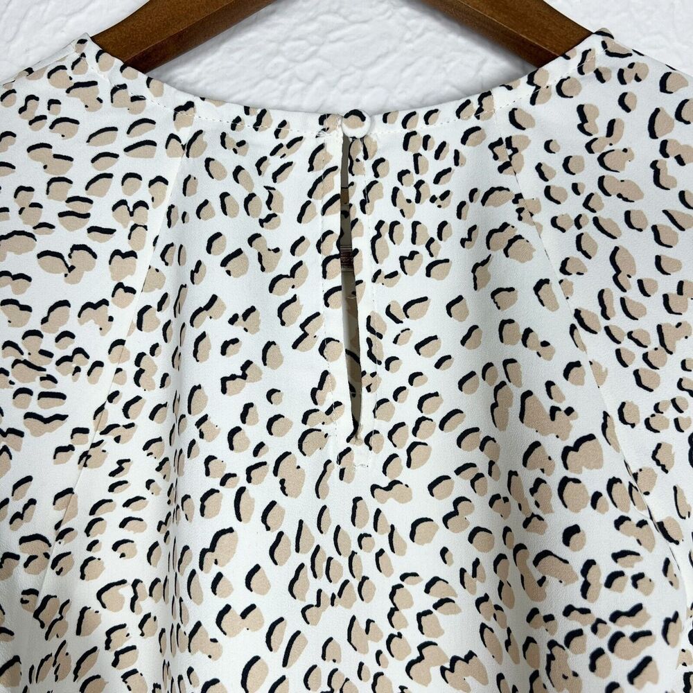 Express Leopard Animal Print Women's XS Black Tan Button Sleeve Cuff Flowy Top - Picture 10 of 12